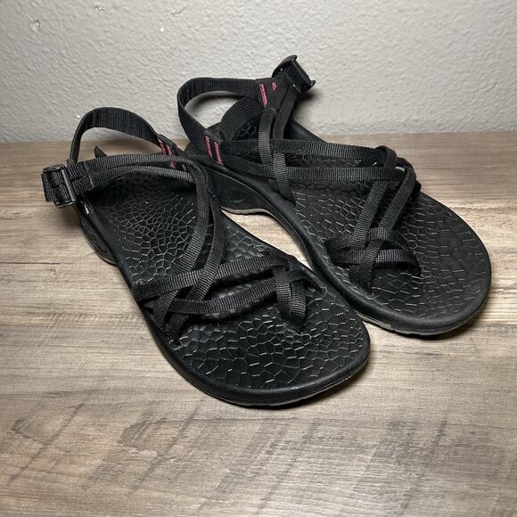 Chaco Women's ZX2 CLASSIC Sandal Slide Black & Pink US Size 9 Eco Tread - Picture 1 of 9